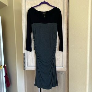 Laundry By Shelli Segal Gray and Black Midi Dress